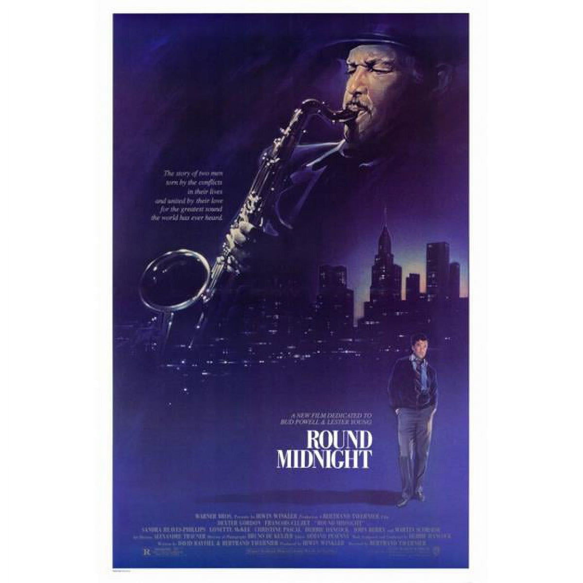 Round Midnight Movie Poster Print featuring vibrant jazz imagery.