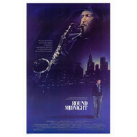 Round Midnight Movie Poster Print featuring vibrant jazz imagery.