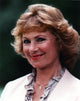 Close-up portrait photo print of Marion Ross in a white dress.