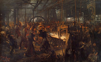 The Iron Rolling Mill (Modern Cyclopes) art print by Adolph von Menzel, showcasing industrial revolution imagery.