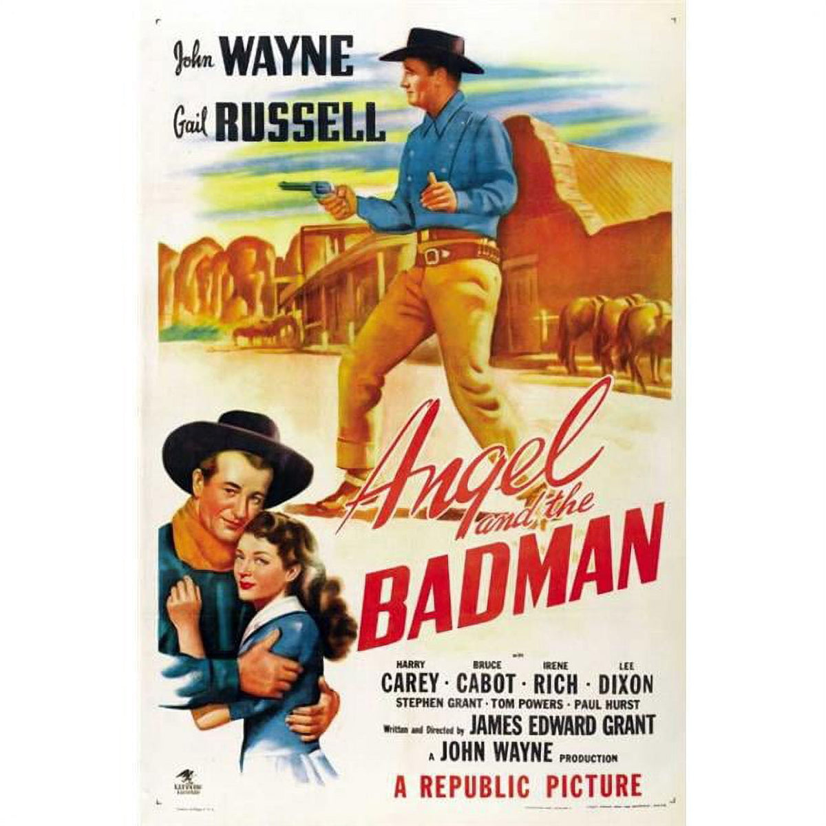 Angel and the Badman movie poster print 27x40 featuring classic Western film imagery.