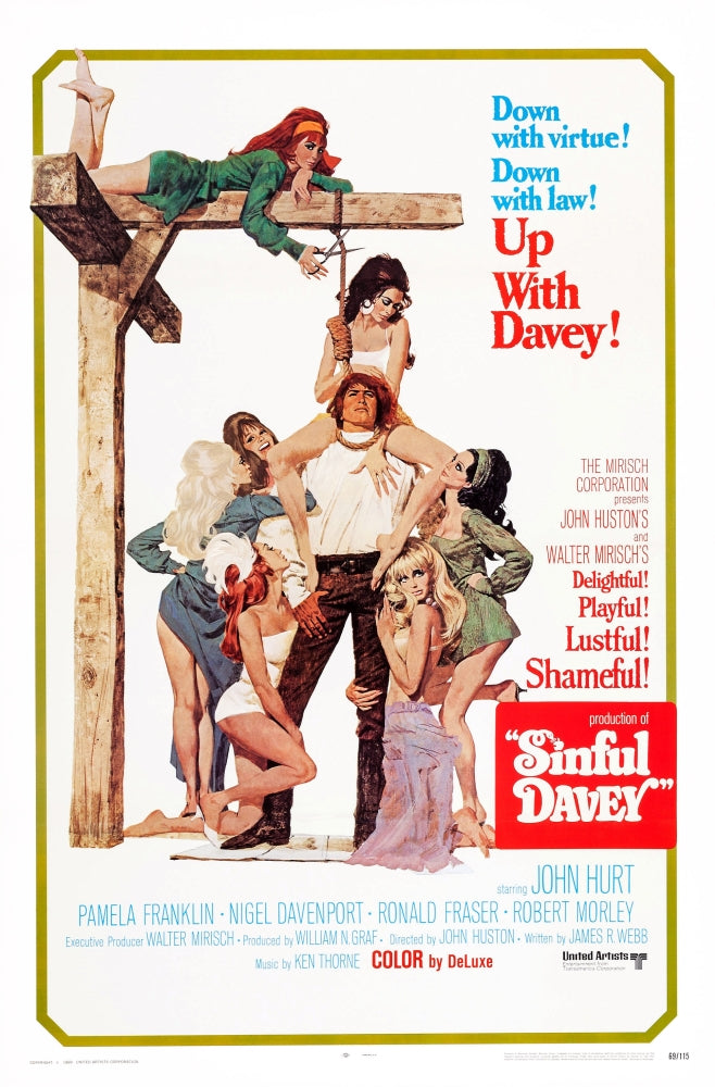 Sinful Davey movie masterprint poster featuring John Hurt, 1969.