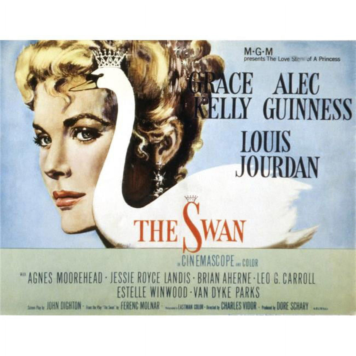 The Swan movie poster featuring Grace Kelly - 1956 classic film art.