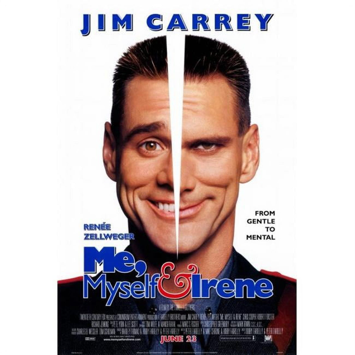 Me, Myself and Irene movie poster print featuring Jim Carrey, 27x40 inches.