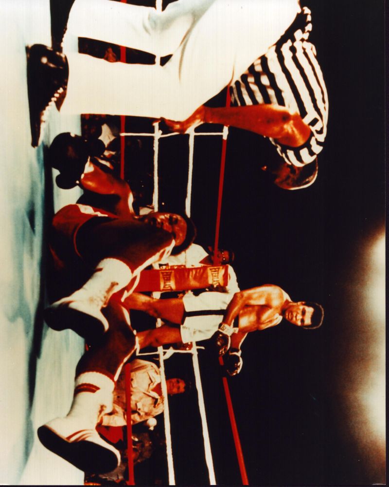 George Foreman and Muhammad Ali boxing photo print.