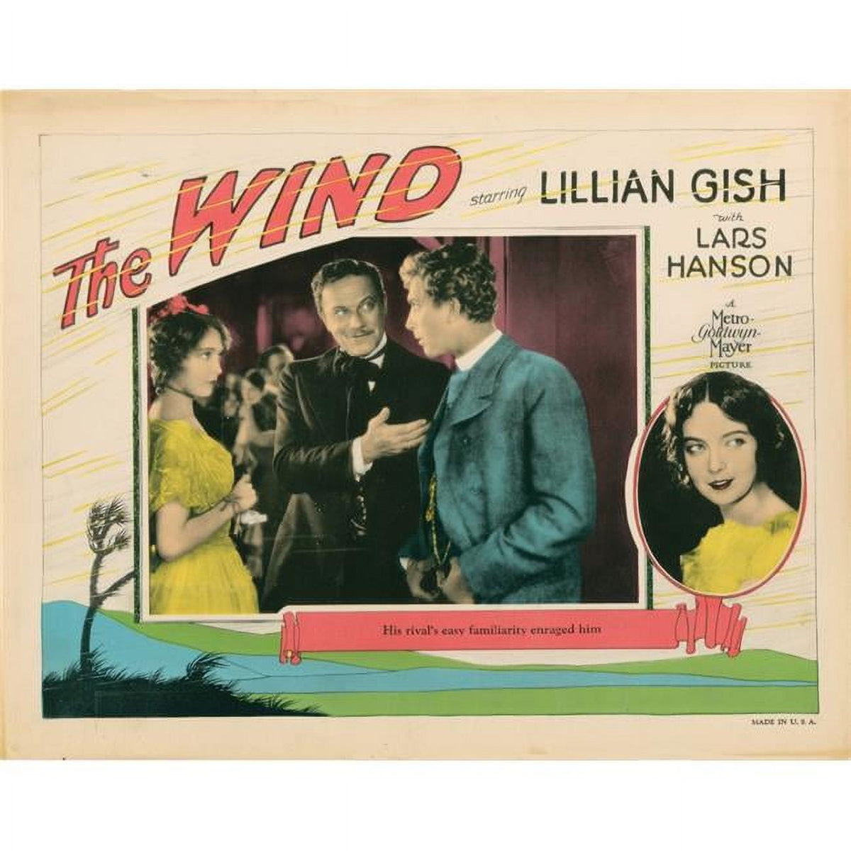 The Wind movie lobby card print featuring Montagu Love and Lillian Gish.