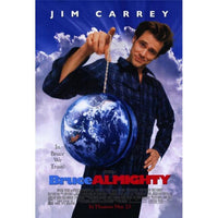Bruce Almighty Movie Poster Print featuring Jim Carrey in a vibrant design.