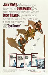 Rio Bravo Movie Poster featuring John Wayne, Dean Martin, and Ricky Nelson