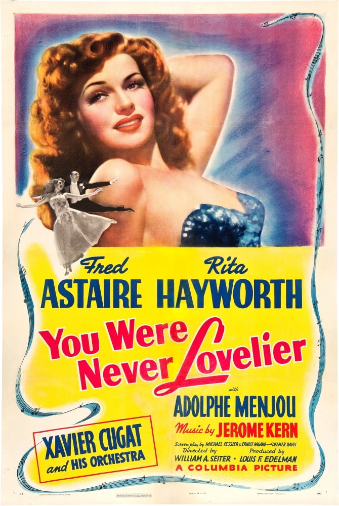 You Were Never Lovelier movie poster print featuring Rita Hayworth in 1942.