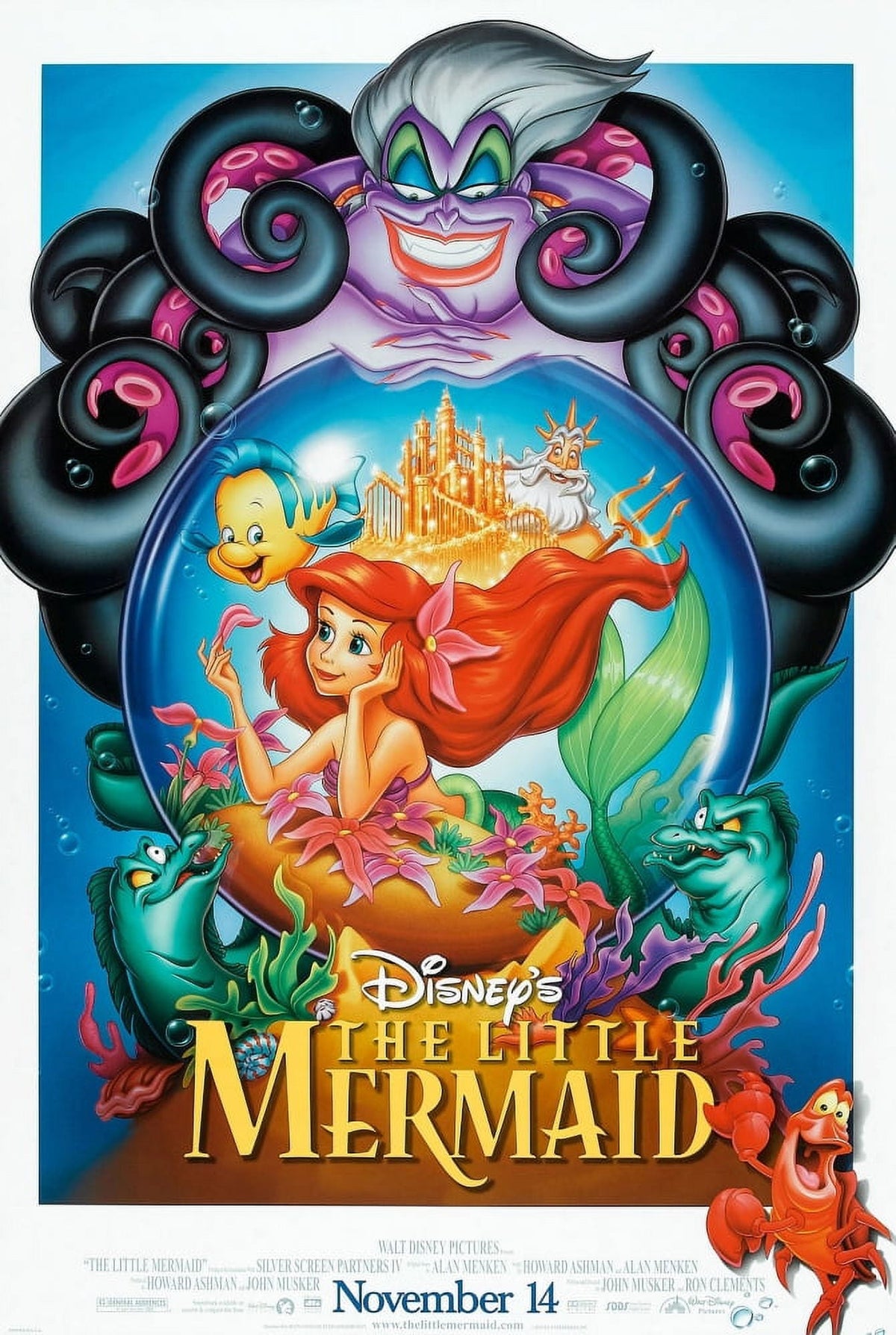 The Little Mermaid Movie Poster Masterprint featuring Ariel and underwater scenes.