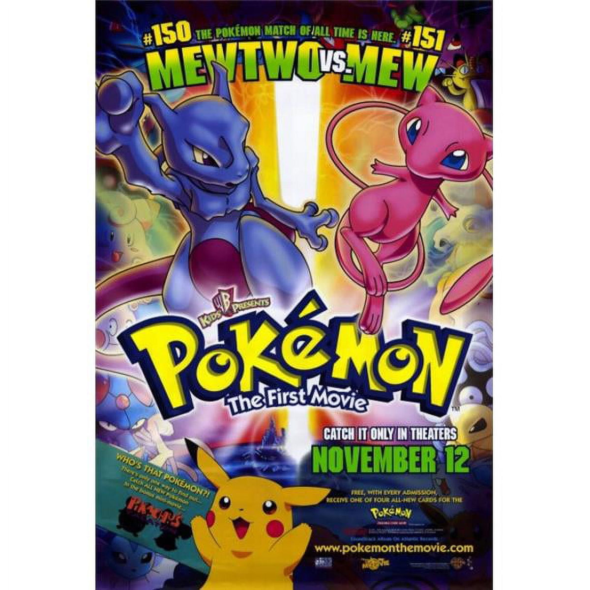 Pokemon: The First Movie Poster Print featuring Ash and Pikachu