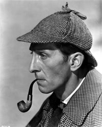 Peter Cushing detective costume photo print featuring vintage style and charm.