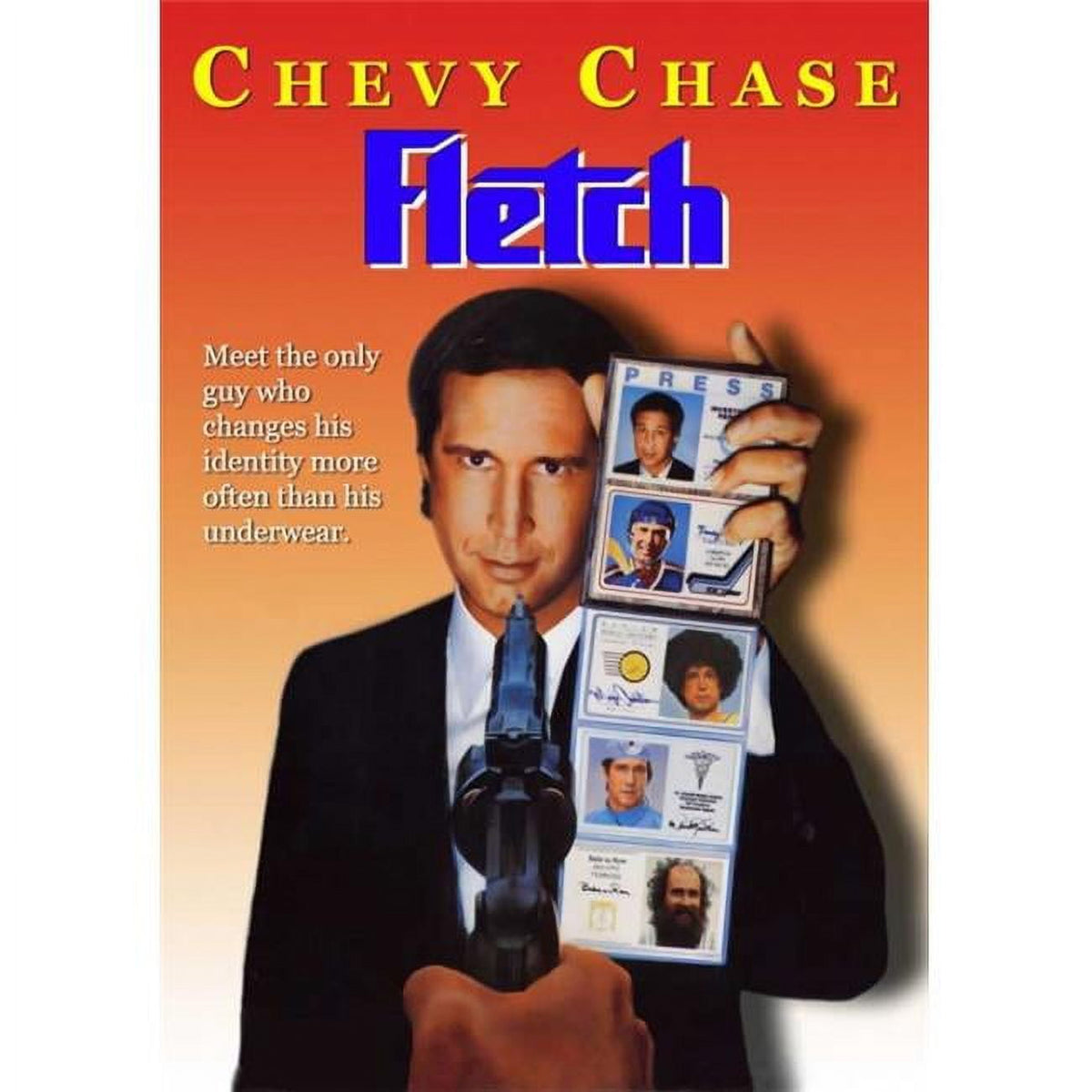 Fletch movie poster print featuring Chevy Chase in vibrant colors.