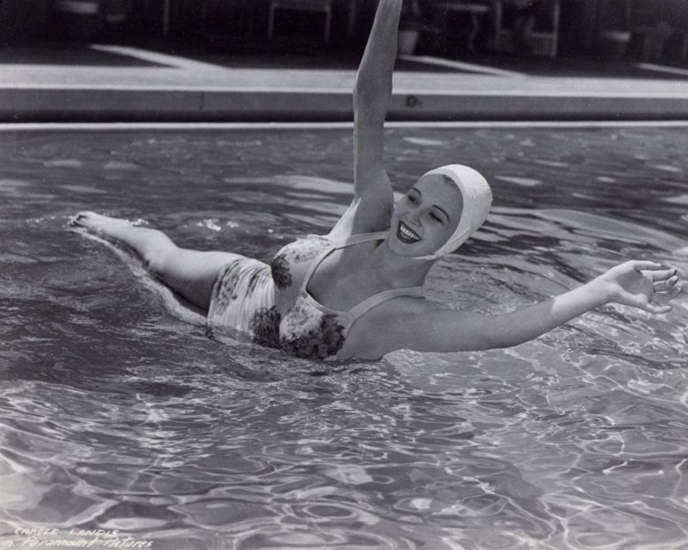 Carole Landis Swimming in Pool Photo Print - Vintage Glamour