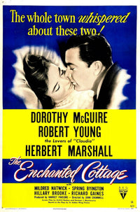 The Enchanted Cottage 1945 movie poster featuring Dorothy McGuire and Robert Young.