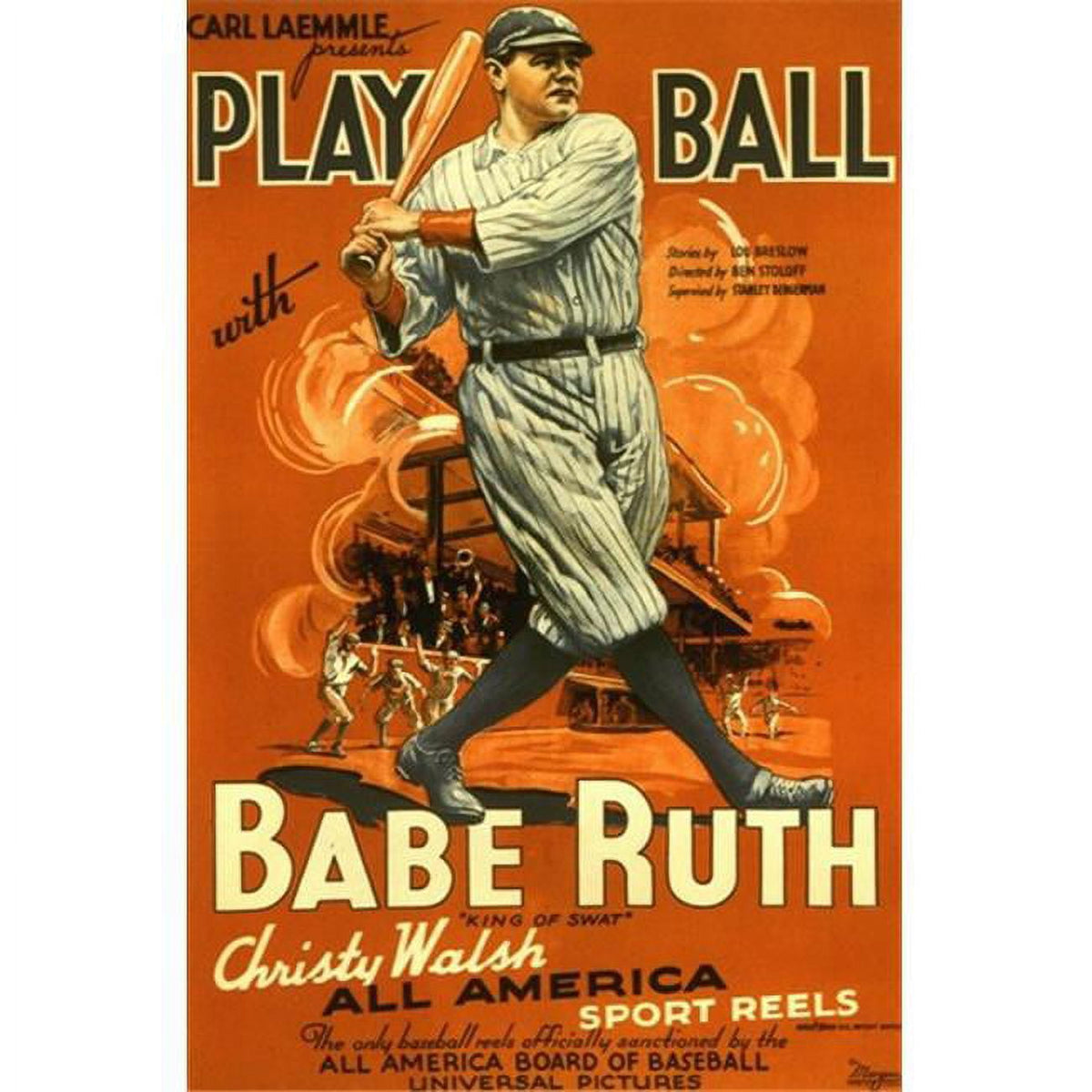 Babe Ruth Play Ball movie poster print in 11x17 size.