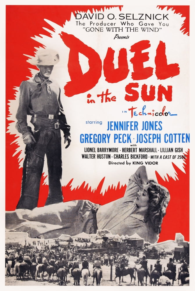 Duel In The Sun Movie Masterprint Poster featuring Gregory Peck and Jennifer Jones.
