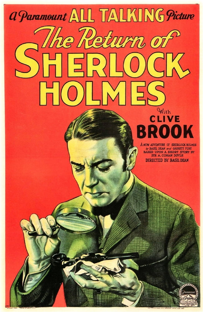 The Return of Sherlock Holmes 1929 Movie Poster Print featuring Clive Brook as Sherlock Holmes.
