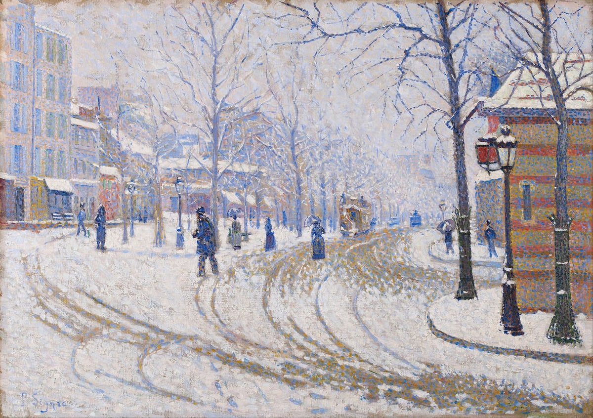Snow Boulevard de Clichy Paris poster print by Paul Signac, 1886.