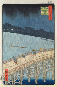 Sudden Shower Over Ohashi Bridge and Atake art print by Ando Hiroshige