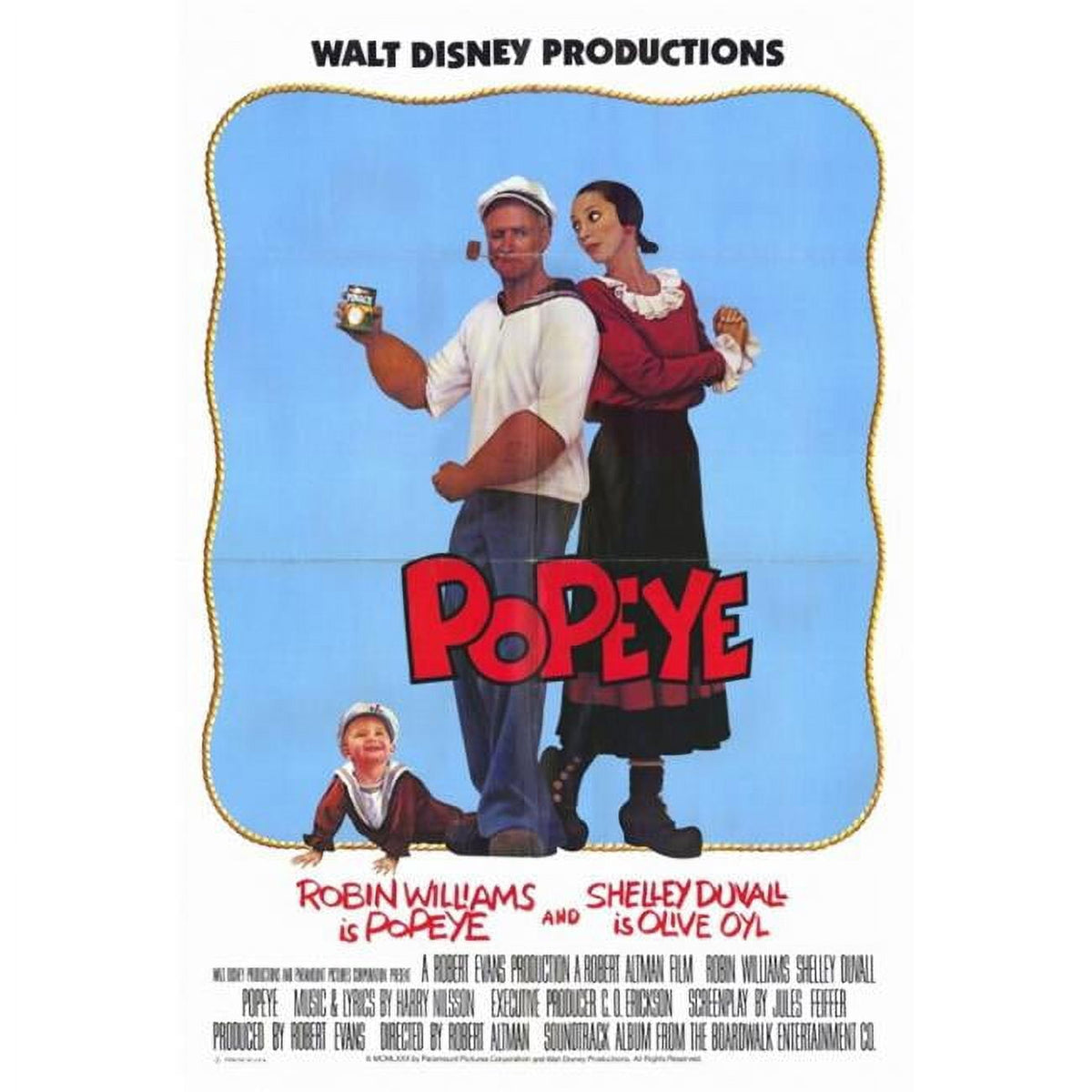 Popeye Movie Poster Print showcasing classic animation charm.