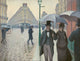 Paris Street; Rainy Day poster print by Gustave Caillebotte, showcasing a rainy Parisian street scene.