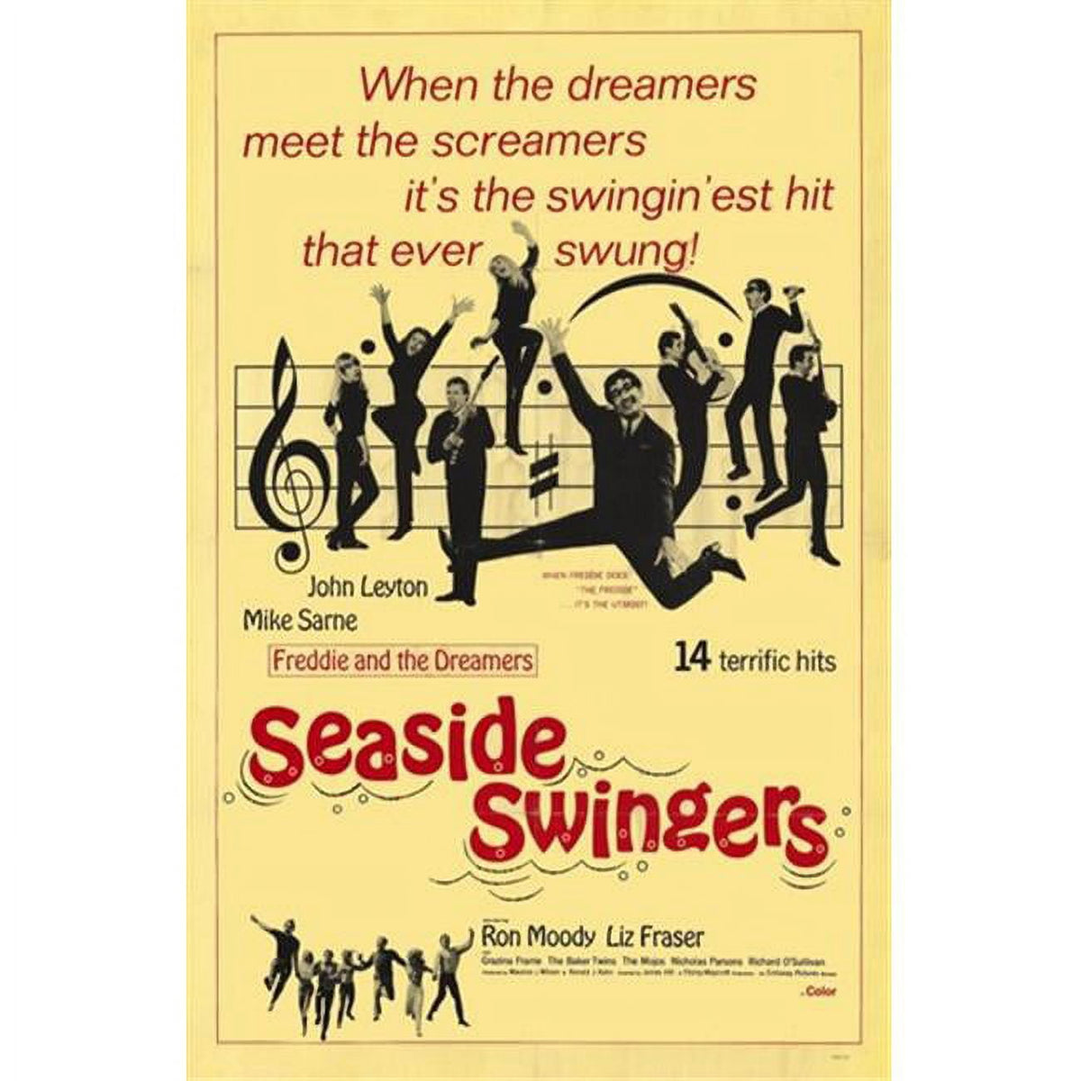 Seaside Swingers Movie Poster 11x17 print featuring vibrant beachside theme.