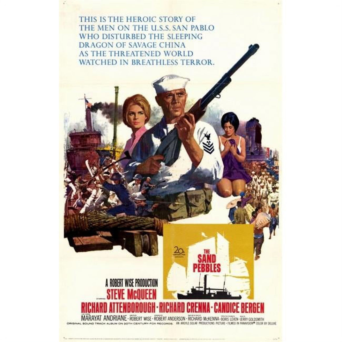 The Sand Pebbles movie poster print, vintage classic film art.