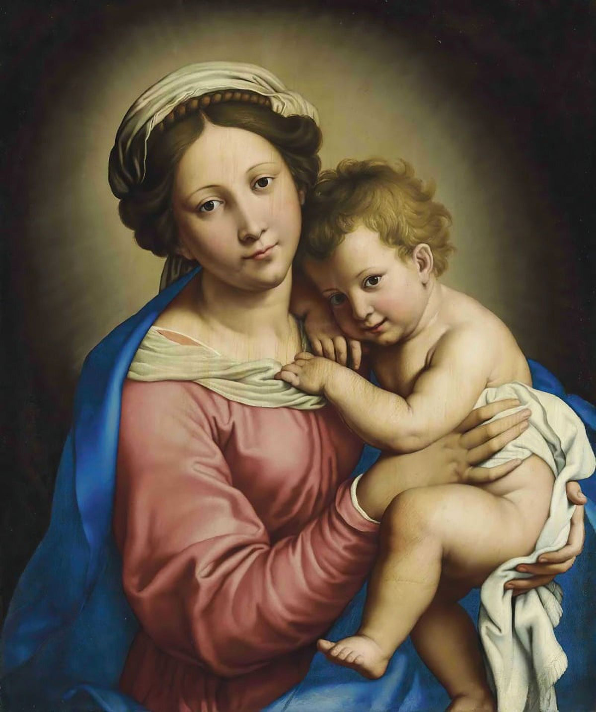 The Madonna and Child art print by Giovanni Battista Salvi da Sassoferrato, showcasing classic beauty.