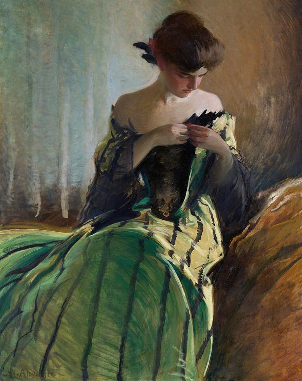 Study in Black and Green fine art print by John White Alexander.