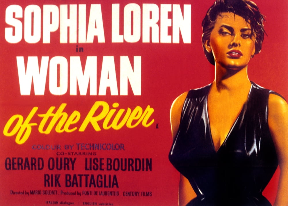 Woman of the River movie poster print featuring Sophia Loren, 1955