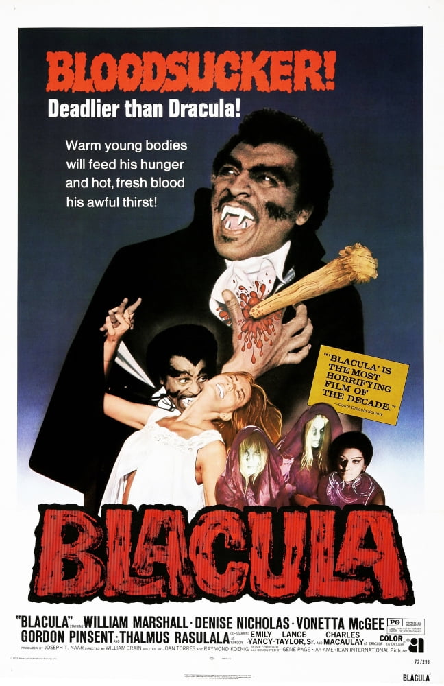 Blacula Movie Masterprint Poster from 1972 featuring iconic horror imagery, size 11x17.