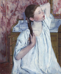 Girl Arranging Her Hair Art Print by Mary Cassatt, Oil on Canvas