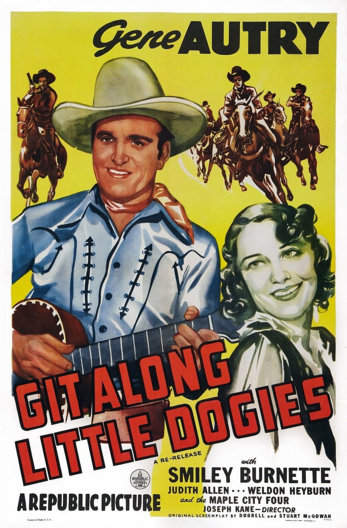 Git Along Little Dogies 1937 Movie Masterprint Poster featuring Gene Autry and Judith Allen