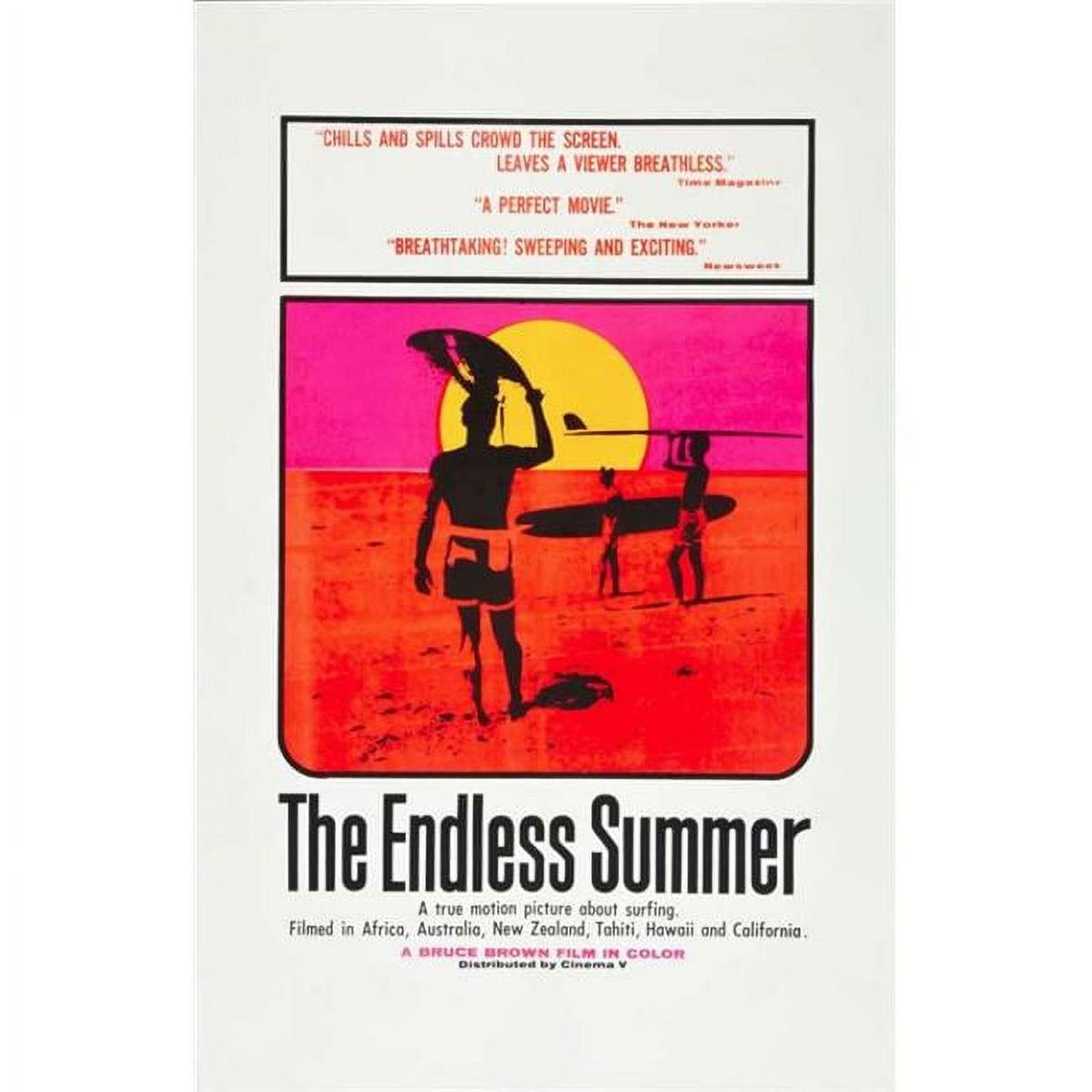 The Endless Summer Movie Poster in 11x17 size featuring vibrant ocean and surfing imagery.