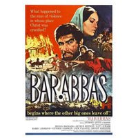 Barabbas movie poster featuring Anthony Quinn and Silvana Mangano, 1962 film art print.
