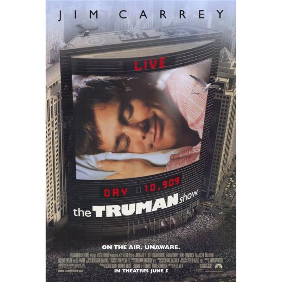 The Truman Show movie poster print showcasing vibrant colors and iconic scenes.