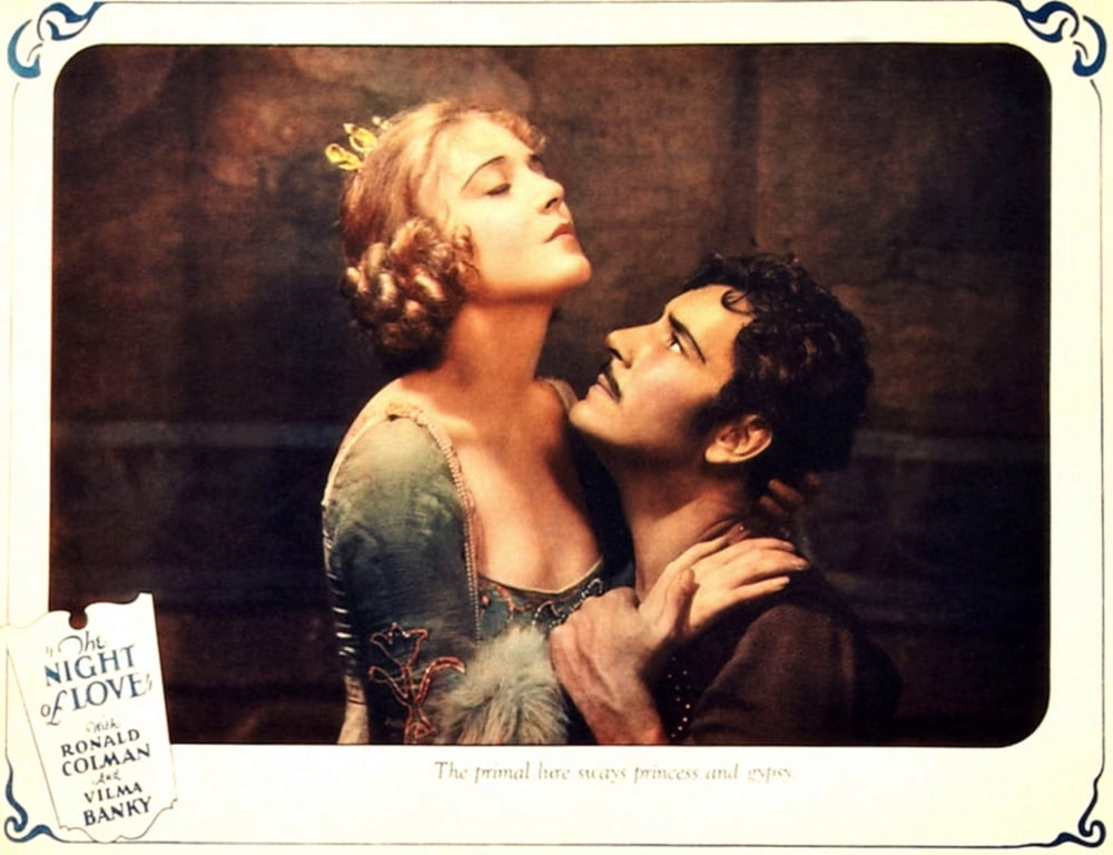 The Night of Love 1927 movie lobby card poster print featuring Vilma Banky and Ronald Colman.