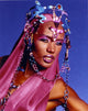 Grace Jones Portrait Photo Print in Blue, available in multiple sizes.