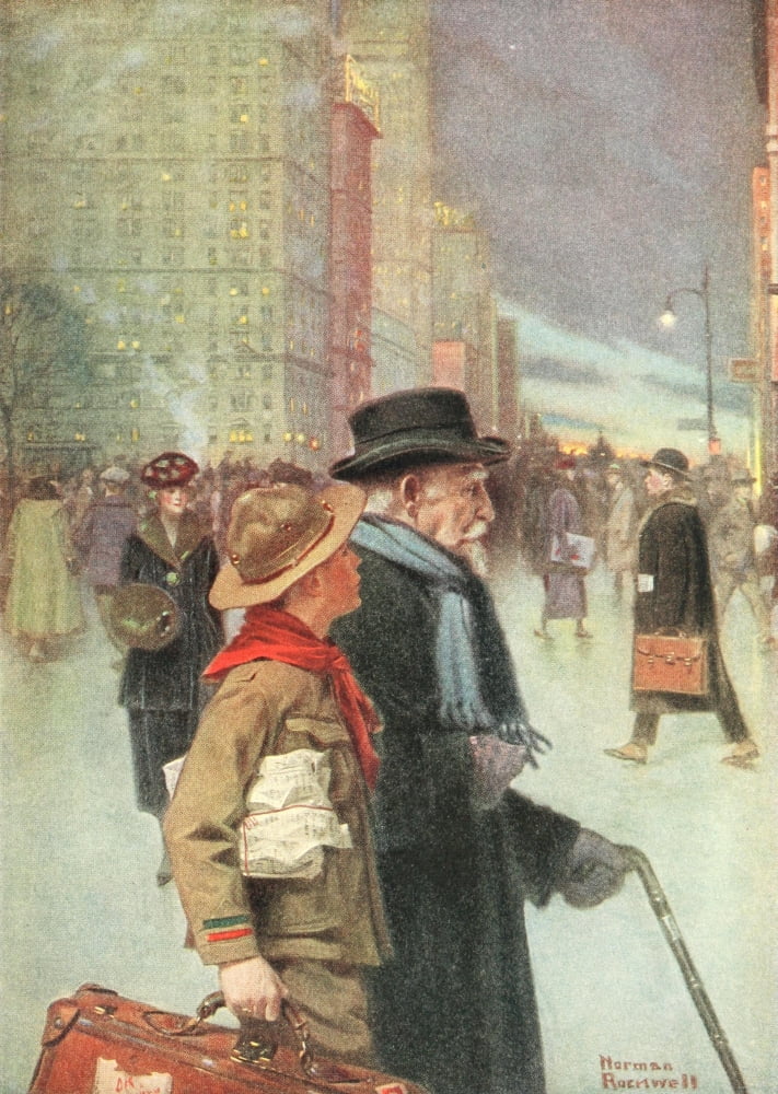 The Daily Good Turn Poster Print by Norman Rockwell, 1920 World War Era Art
