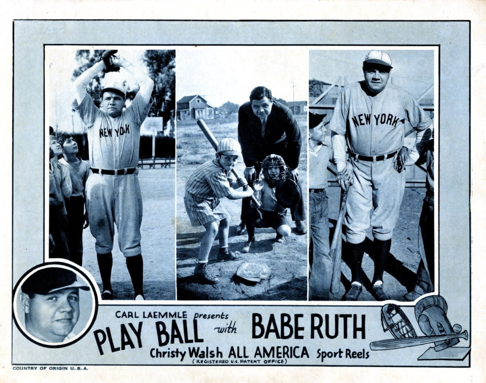 Babe Ruth Play Ball 1920 Movie Poster Masterprint 14x11