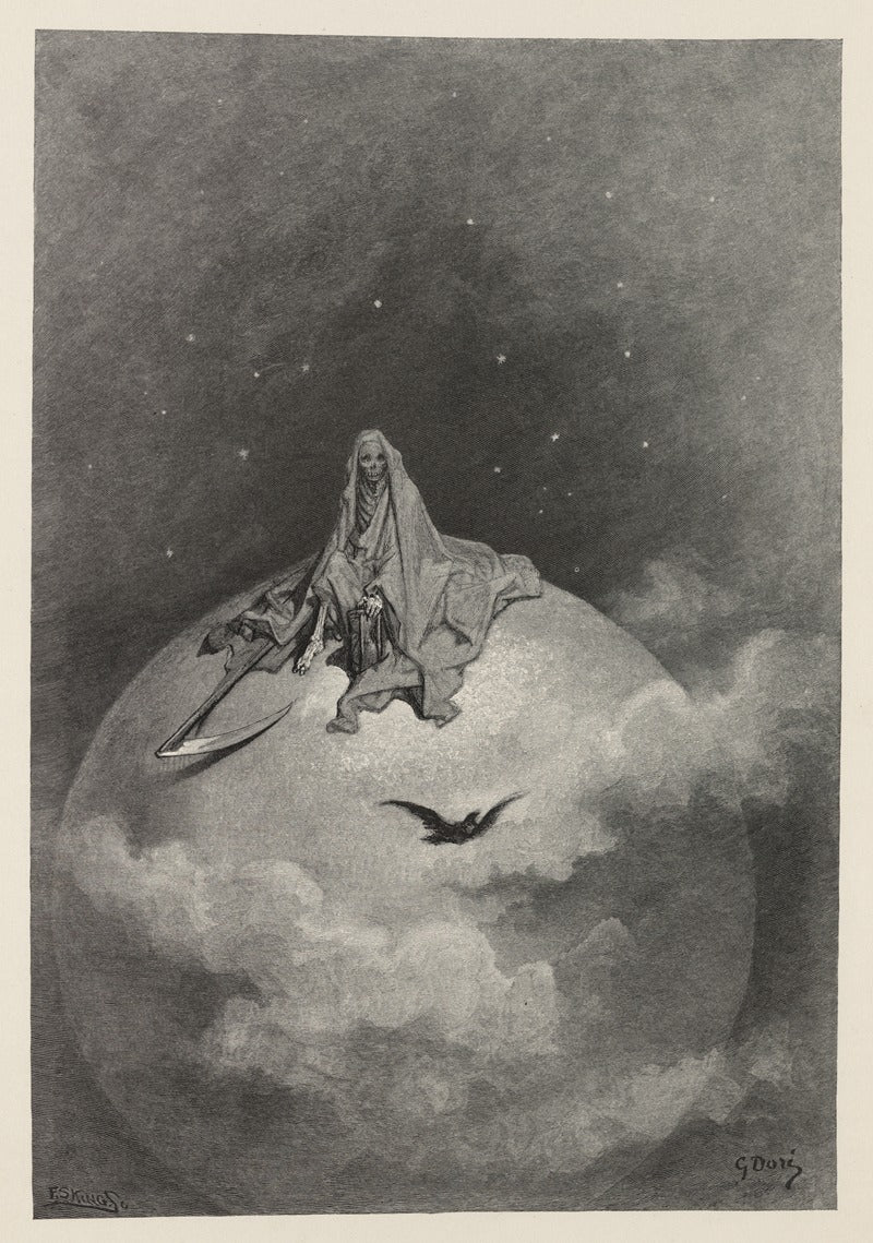 The Raven art print by Gustave Doré, available in multiple sizes.