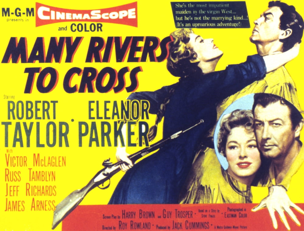 Many Rivers to Cross movie masterprint poster featuring Eleanor Parker and Robert Taylor.