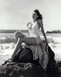 Ava Gardner Rocks at The Beach Photo Print in Vintage Style