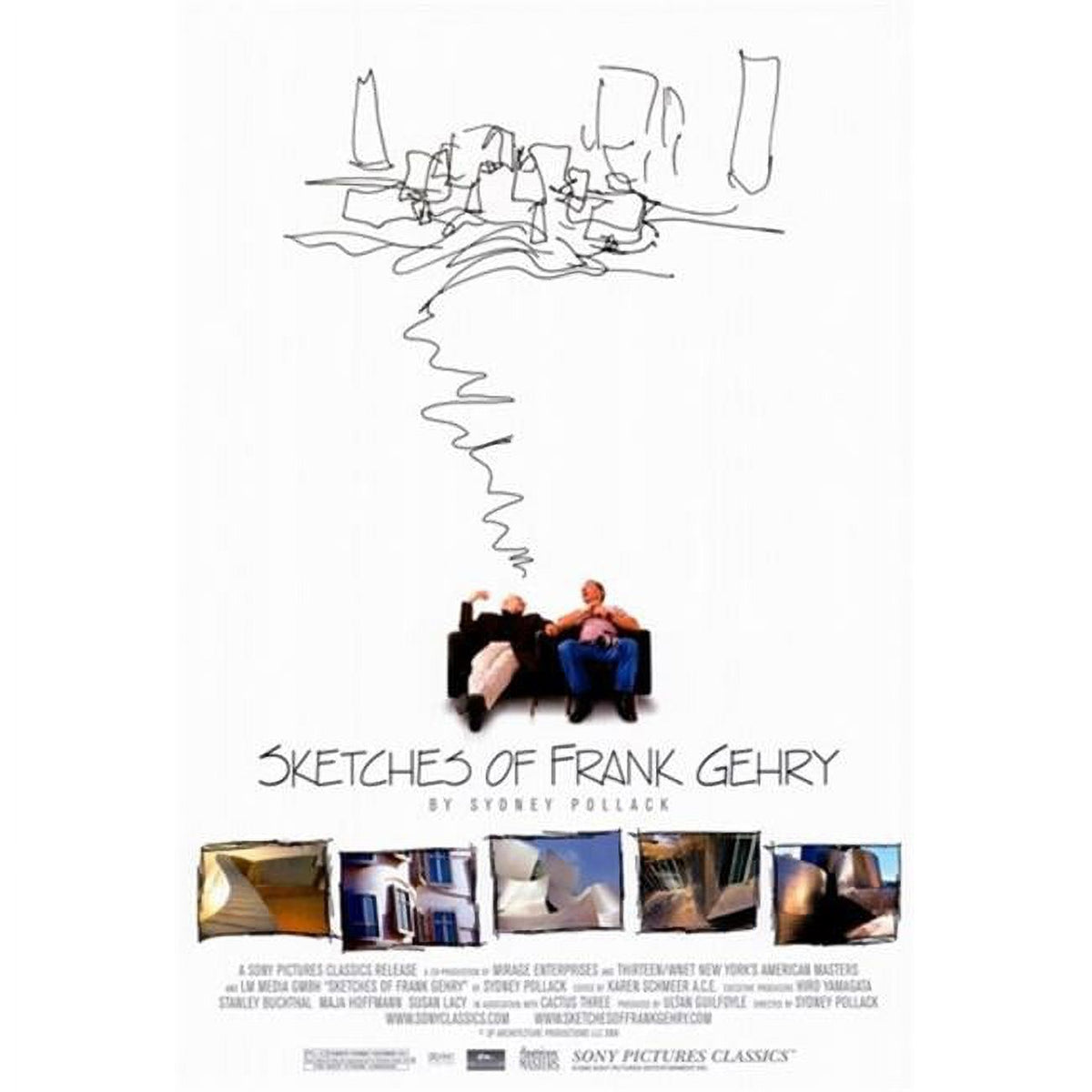 Sketches of Frank Gehry Movie Poster 11x17 print featuring architectural designs.