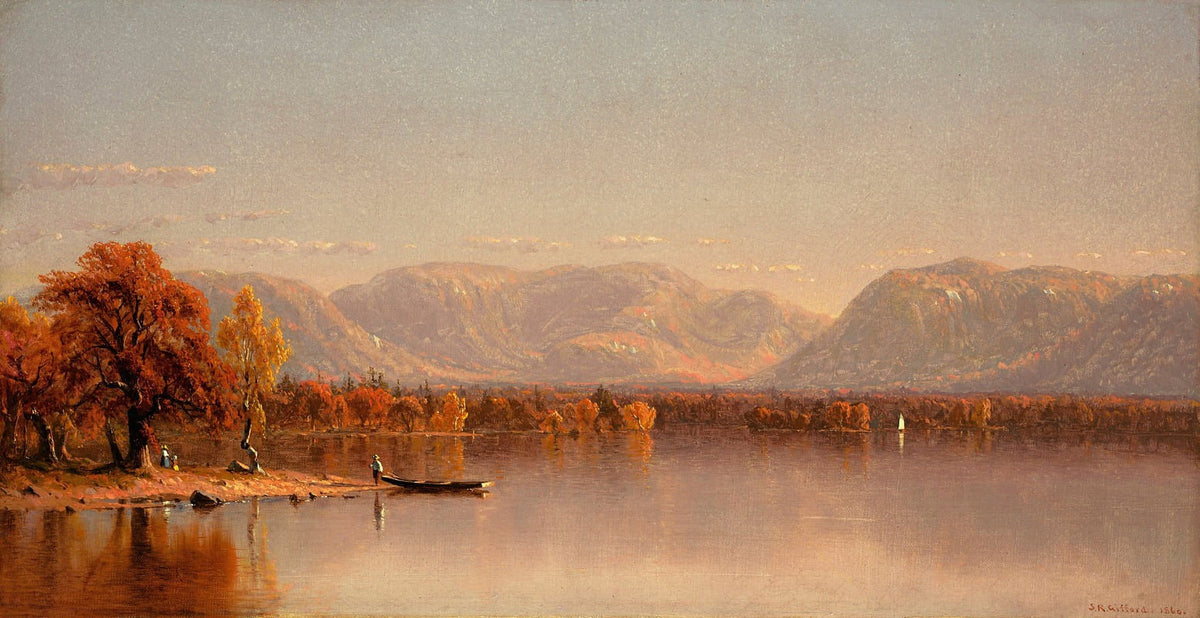 Lake Sunapee poster print by Sanford Robinson Gifford capturing New Hampshire's natural beauty.