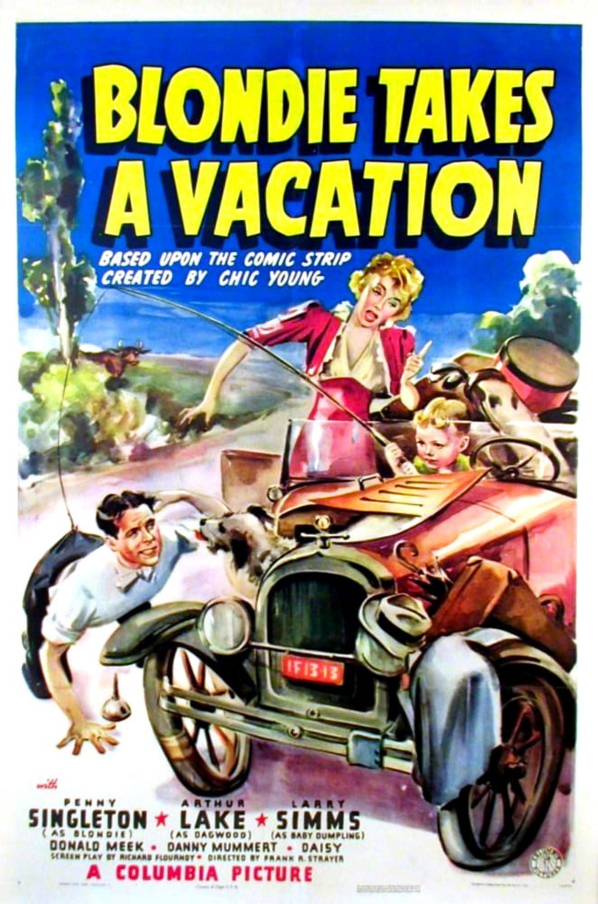 Blondie Takes A Vacation movie poster art print featuring classic characters from the 1939 film.