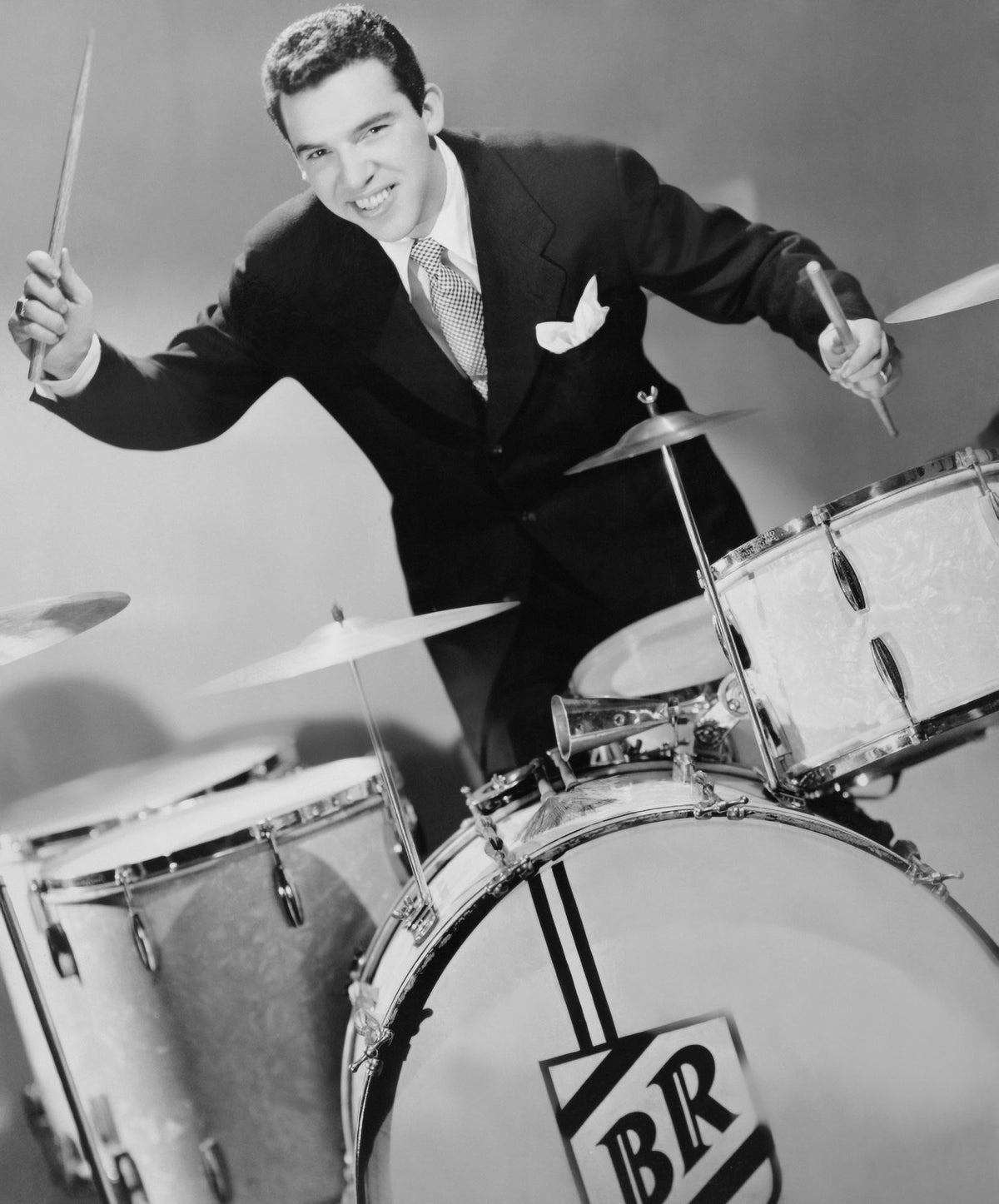 Buddy Rich portrait poster print showcasing the legendary jazz drummer.