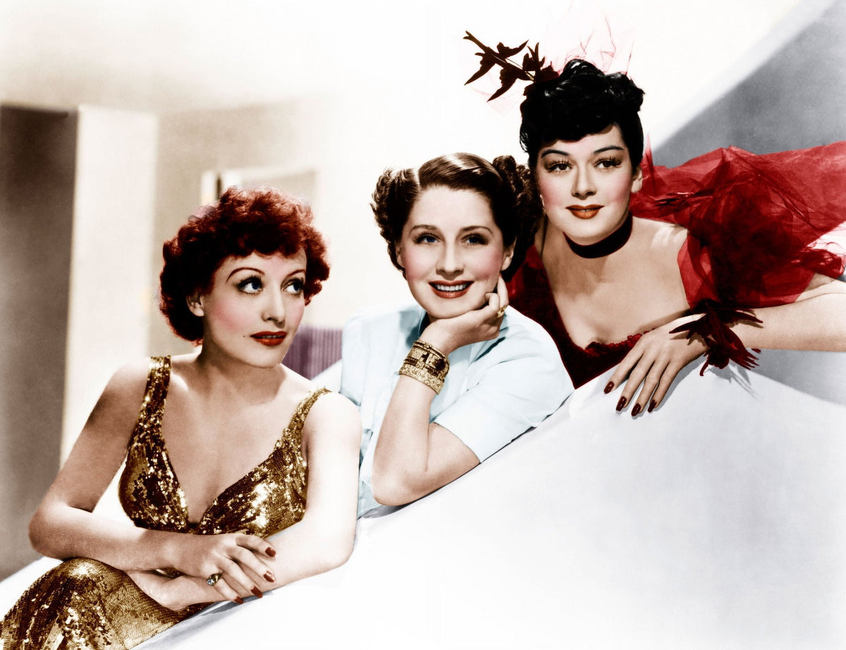 1939 photo print featuring Joan Crawford, Norma Shearer, and Rosalind Russell from The Women.