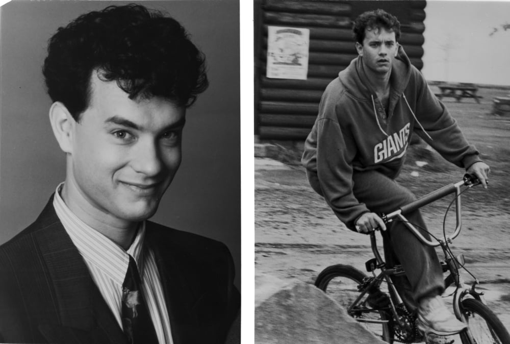 Tom Hanks riding a bicycle photo print in multiple sizes.